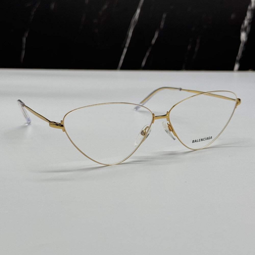 NEW BALENCIAGA BB0015O 003 CAT EYE GOLD WOMEN EYEGLASSES BALENCIAGA - Picture 5 of 10